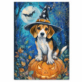 Treeing Walking Coonhound Dog Moon Spiders Web Picture Painting Artwork for Bedroom Fall Harvest Canvas on Ready to Hang 1.5" Thick Canvas Wrap, Floating Framed Canvas, Flat Rolled Canvas